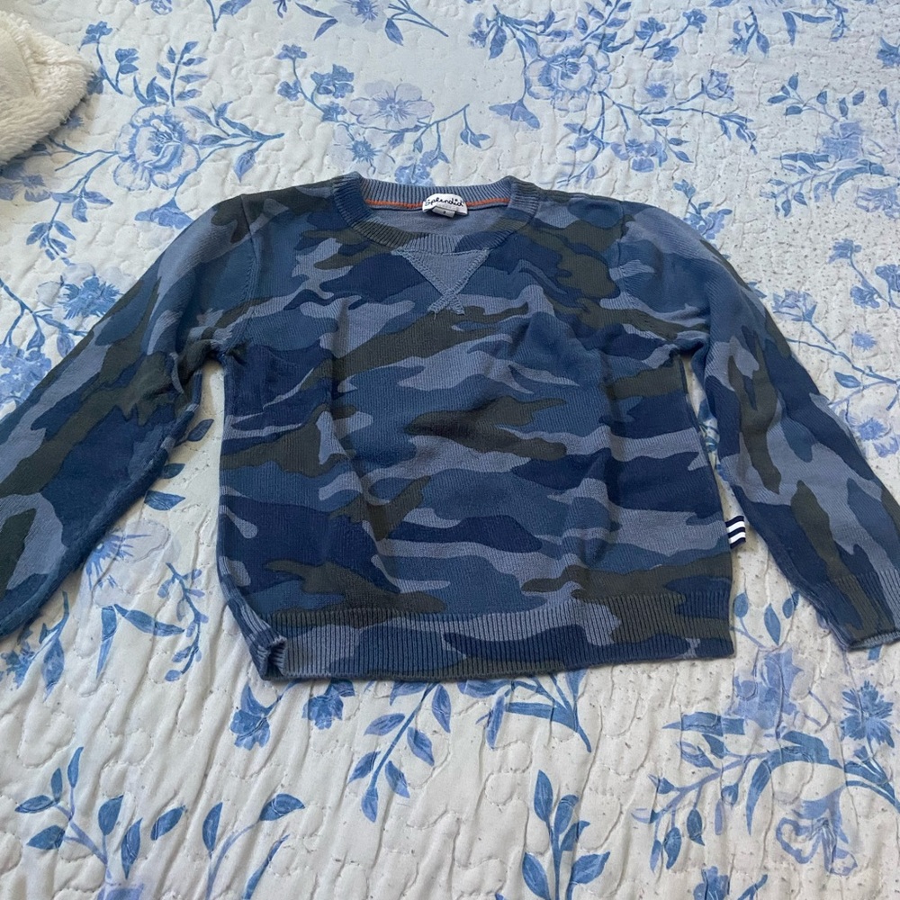 Splendid Blue and Navy Camo Crewneck Sweater